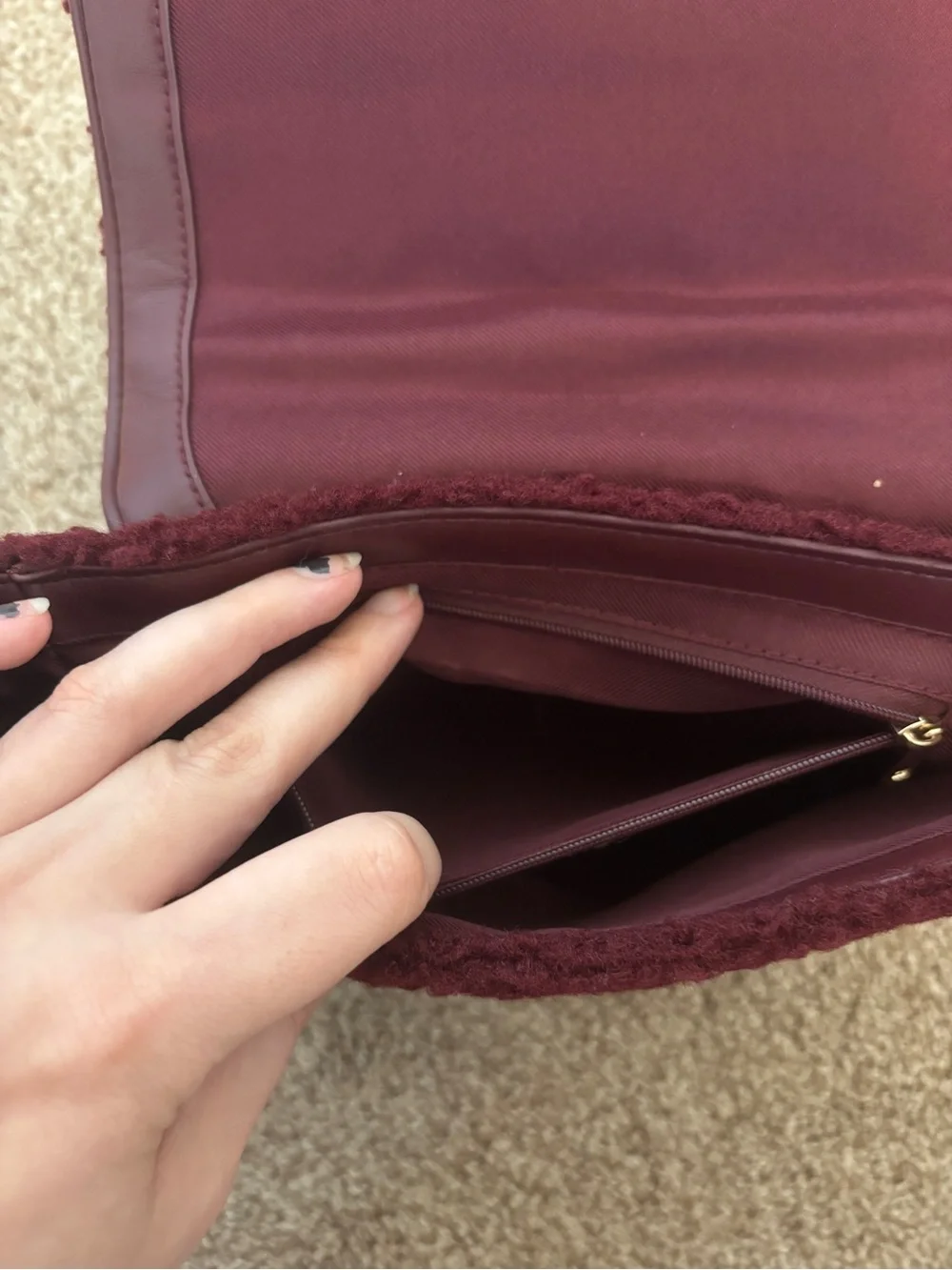 Plush Crossbody Bag in Burgundy - Women's Shoulder Bag A New Day Target